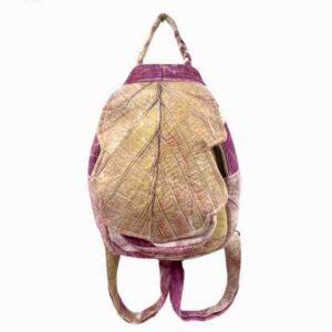 กระเป้าเป้ ผ้าพิมพ์ใบไม้สีธรรมชาติ